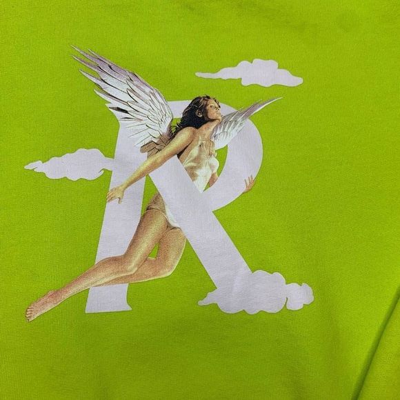 Represent Mens S Hoodie Gold Lime Green Angel Graphic Print - Picture 11 of 15